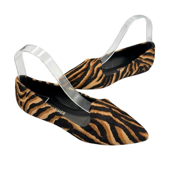 Gibson Latimer Shoes - Gibson Latimer Ellie Tan & Black Tiger Print Calf Hair Pointed Toe Ballet Flats